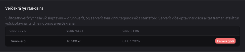 Taxtar-kaflinn á viðskiptavini