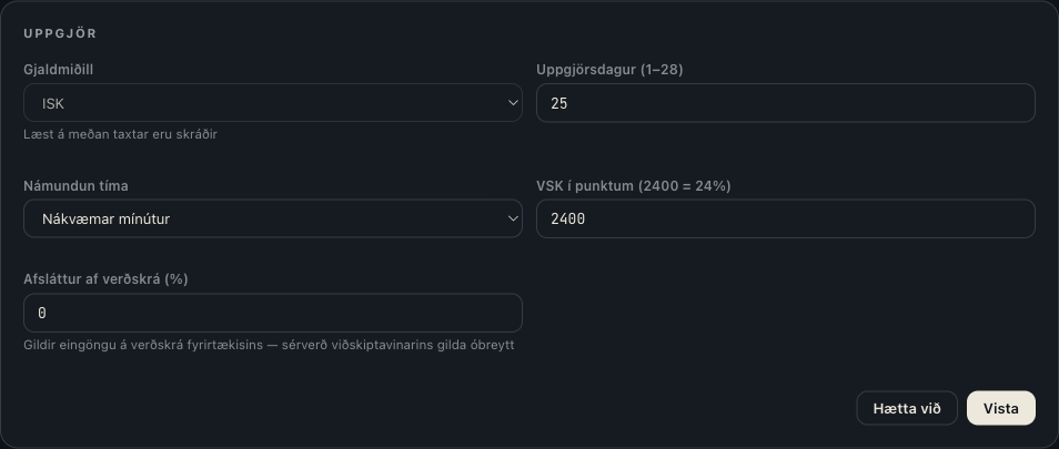 Uppgjör í breytingarham